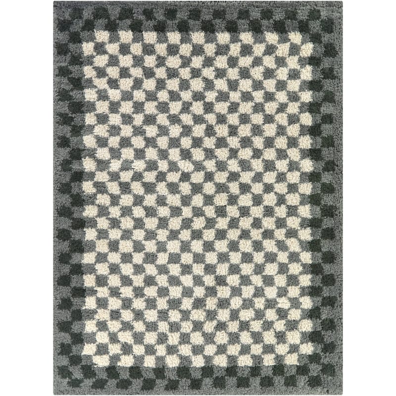 Covey Plush Checkered Thick Shag Area Rug