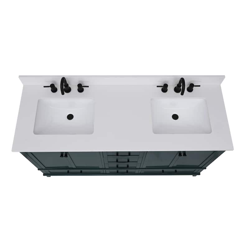 Avanity Quartz Vanity Top with Rectangular Undermount Sinks