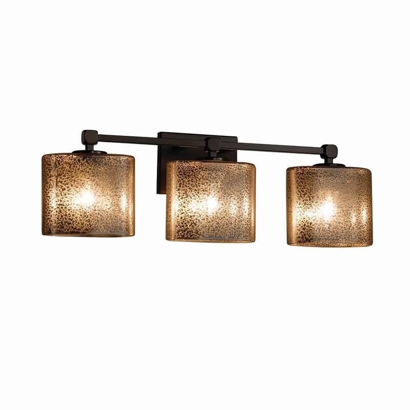 Justice Design Fusion Tetra 3-light Dark Bronze Bath Bar, Mercury Oval Shade