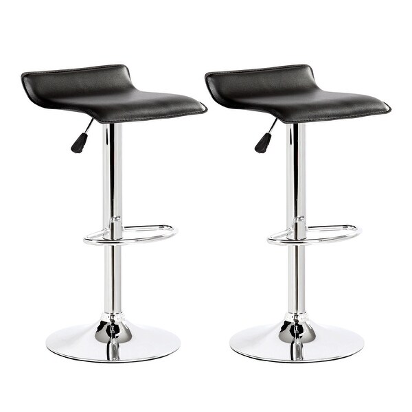 Modern Set of 2 White Leather Bar Stools Adjustable Swivel Hydraulic Pub Chair