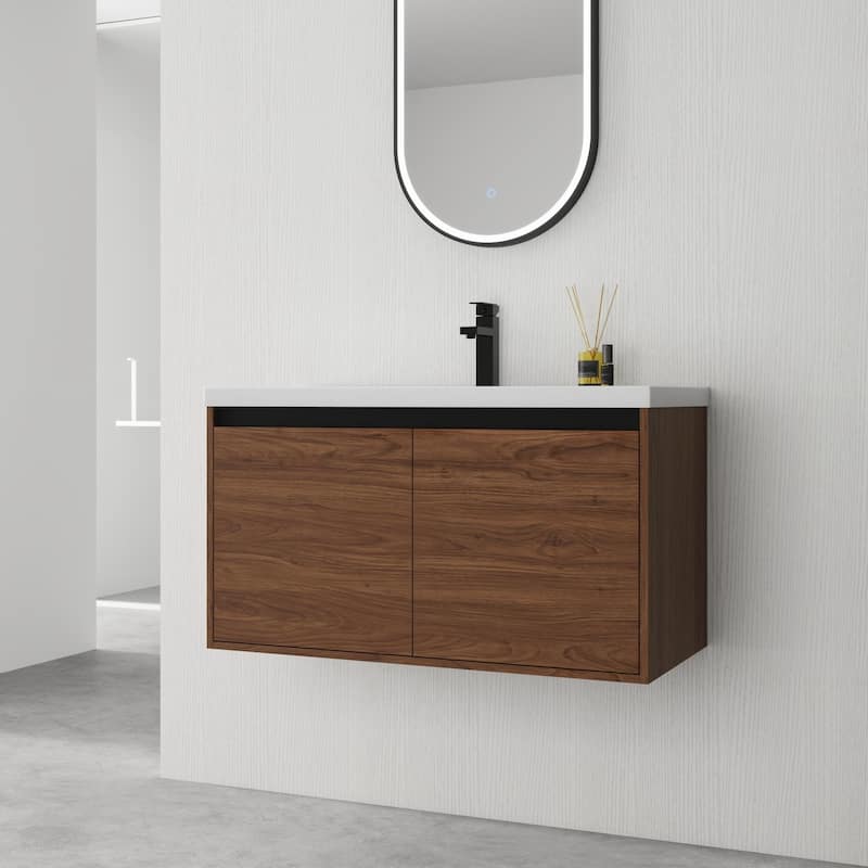 BNK 16"/20"/24"/30"/36" Single Sink Bathroom Vanity with Soft Close Door and Shelf