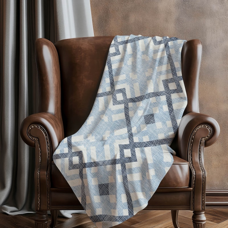 Premium Machine Washable Contemporary Geo Sherpa Throw Blanket