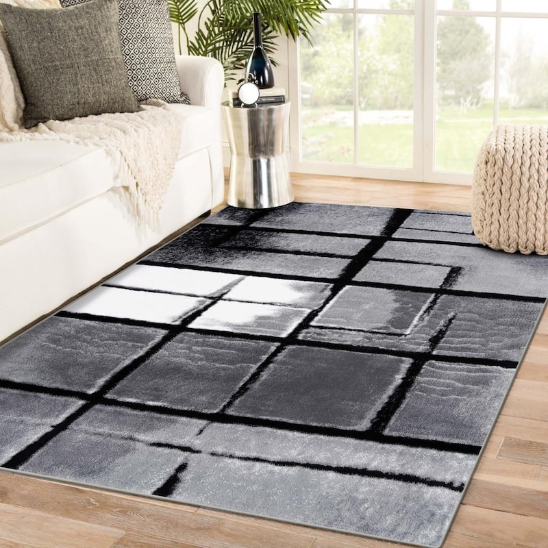 Luxe Weavers Abstract Geometric Grid Area Rug - 2' x 3' - Gray
