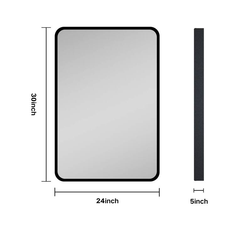 24 in. W x 30 in. H Rectangular Modern Metal Framed Wall Mount or Recessed Bathroom Medicine Cabinet with Mirror