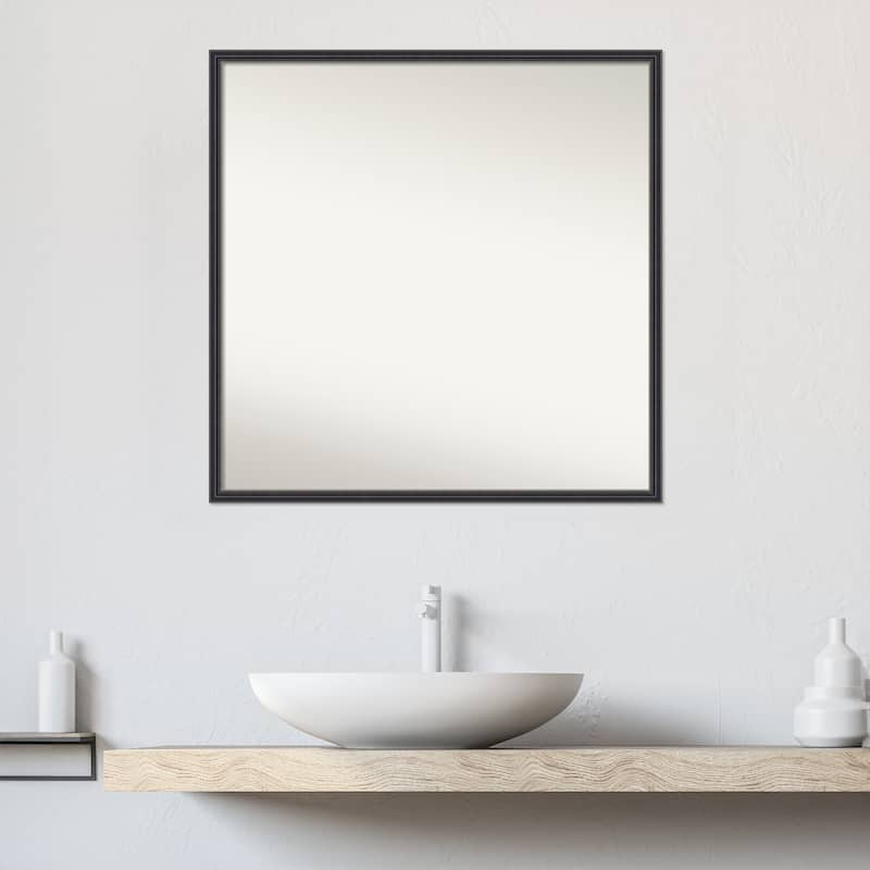 Stylish Black Narrow Non-Beveled Wood Framed Bathroom Vanity Wall Mirror - Stylish Black Narrow