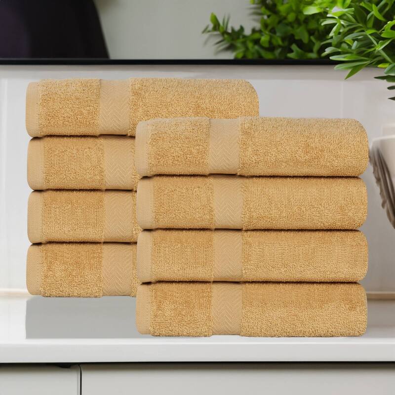 Superior Franklin Cotton Lightweight Hand Towel Set of 8 - Gold