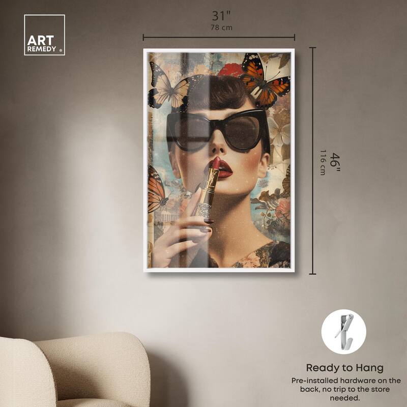 Iconic Lady Butterfly Collage II Shadowbox by Art Remedy