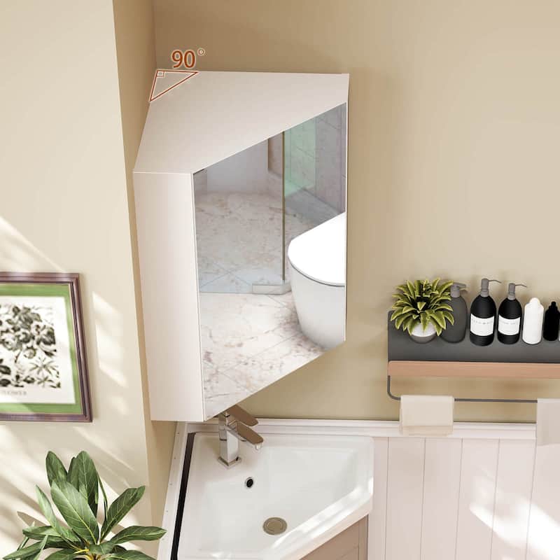 Costway 23.5" Wall Mounted Storage Organizer Corner Medicine Cabinet - See Details