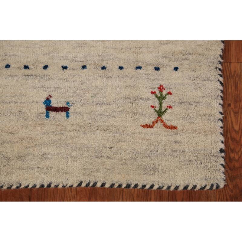 Tribal Gabbeh Oriental Foyer Rug Hand-Knotted Wool Carpet - 3'3"x 4'11"