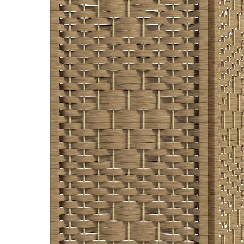 Poplar Wood Wicker Room Divider with Foldable Panels