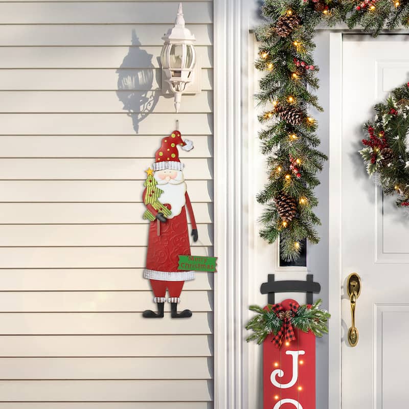 Glitzhome 36"H Metal Snowman or Santa Yard Stake Standing Decor Wall Decor