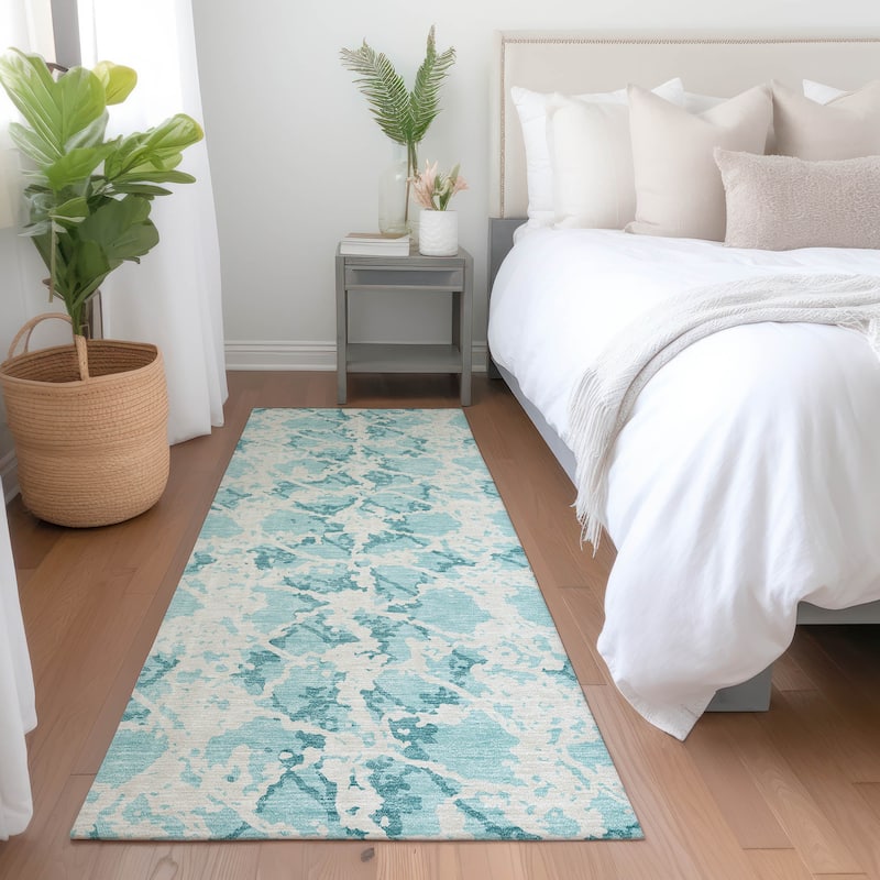 Machine Washable Indoor/ Outdoor Abstract Modern Chantille Rug