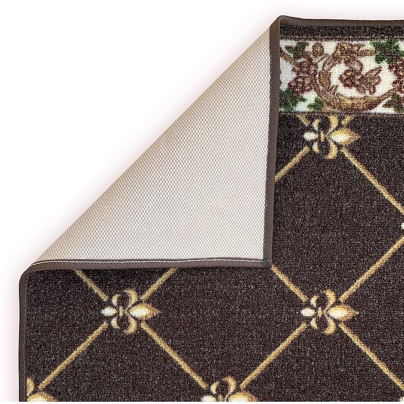 Custom Size Fleur De Lis 31 Inch Wide Non-Slip Stair Runner Rug