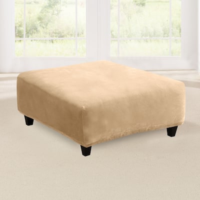 SureFit Stretch Pique Square Ottoman Slipcover