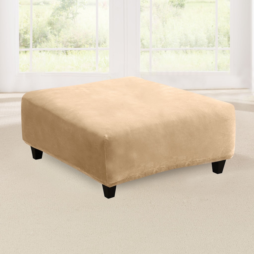 SureFit Stretch Pique Square Ottoman Slipcover