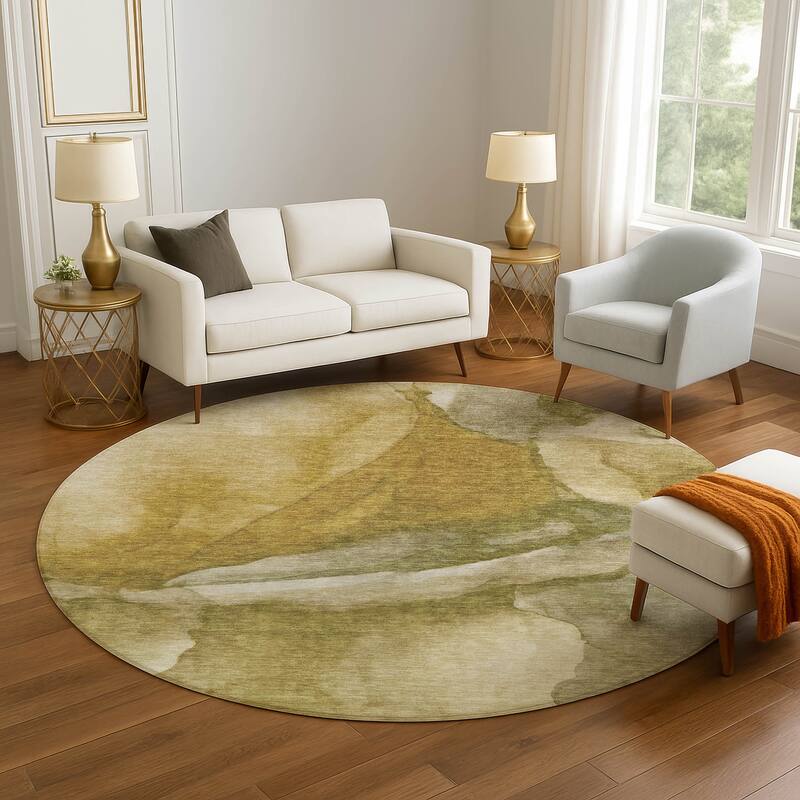 Premium Washable Super Soft Abstract Modern Mayfield Rug - Wheat - 8' x 8'