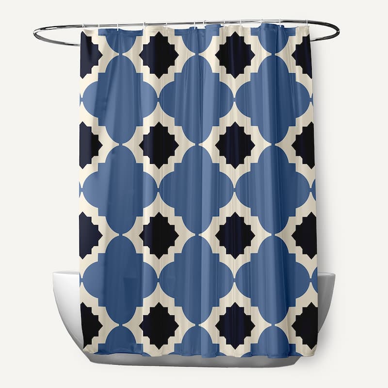 Medina Geometric Print Shower Curtain (71 x 74) - Blue