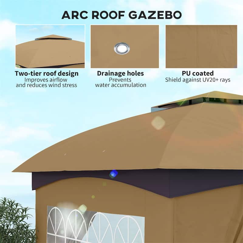 10x10 ft Color-Block Canopy Gazebo with Arched Top Drainage Holes and Translucent Windows - 131.9" L x 131.9" W x 112.2" H