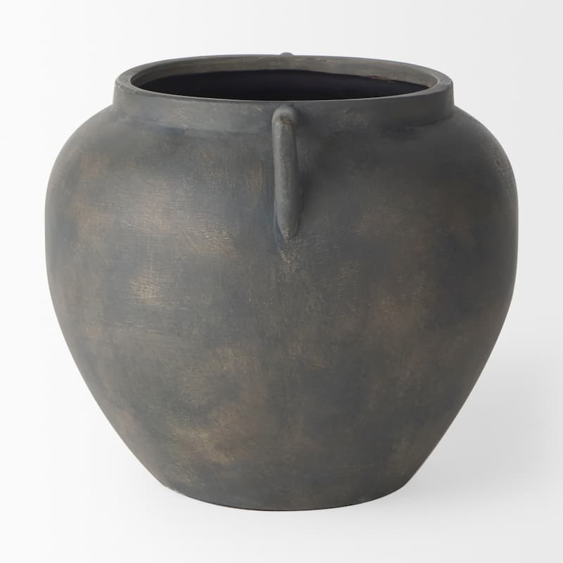 Kilian Dark Brown Ceramic Short Double Ear Vase