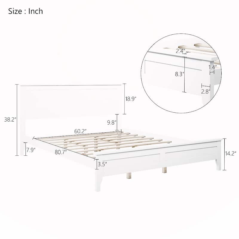 Solid Wood Queen Platform Bed