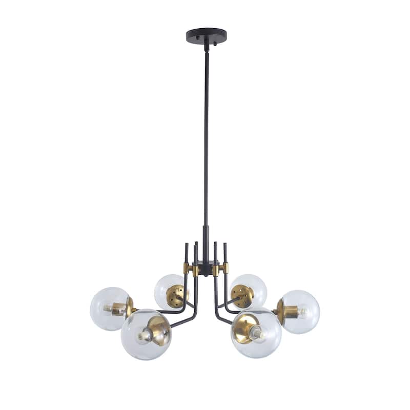 Mid-century Modern 6-Lights Glass Globe Sputnik Chandelier