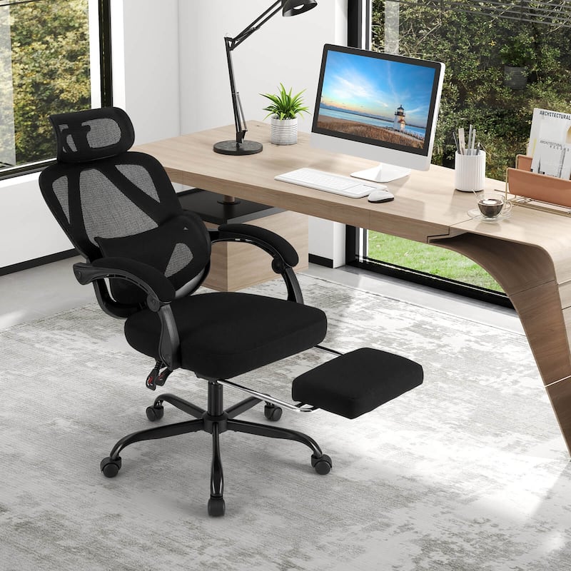 Costway Ergonomic Office Chair with Retractable Footrest & 135° - See Details