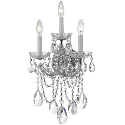 Maria Theresa 3 Light Clear Crystal Chrome Sconce - 11'' W x 22.5'' H x 8'' D