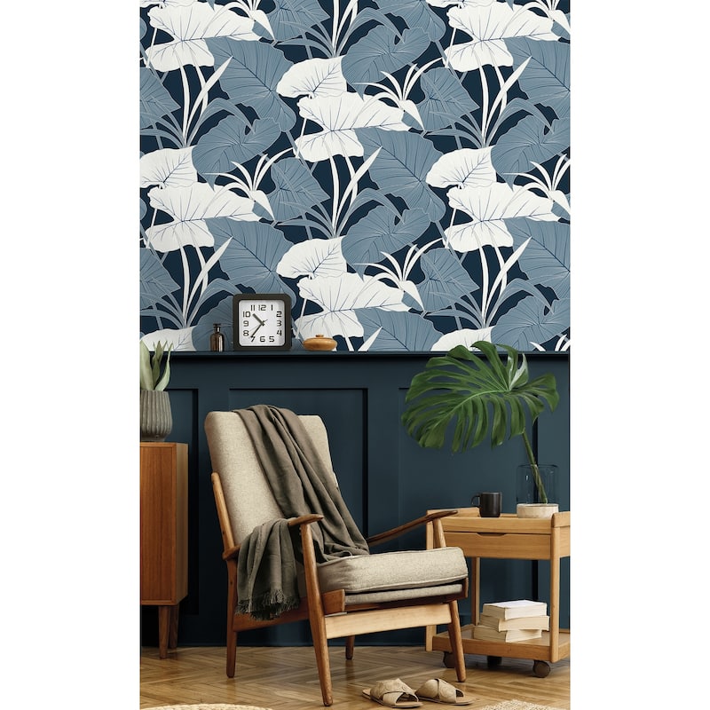 NextWall Elephant Leaves Peel and Stick Wallpaper