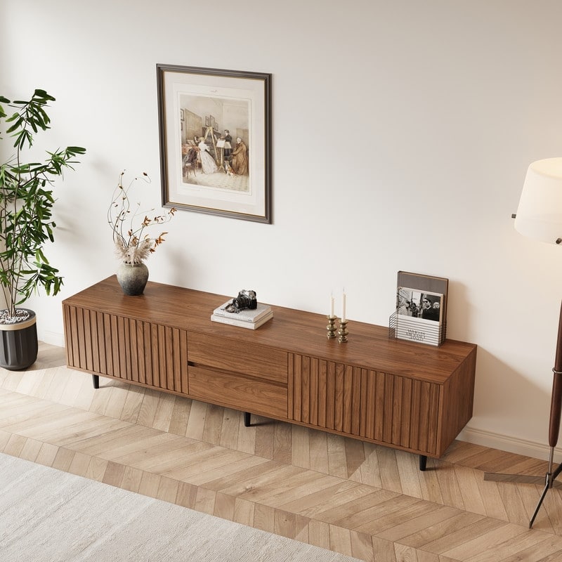 71" Walnut Fluted TV Stand