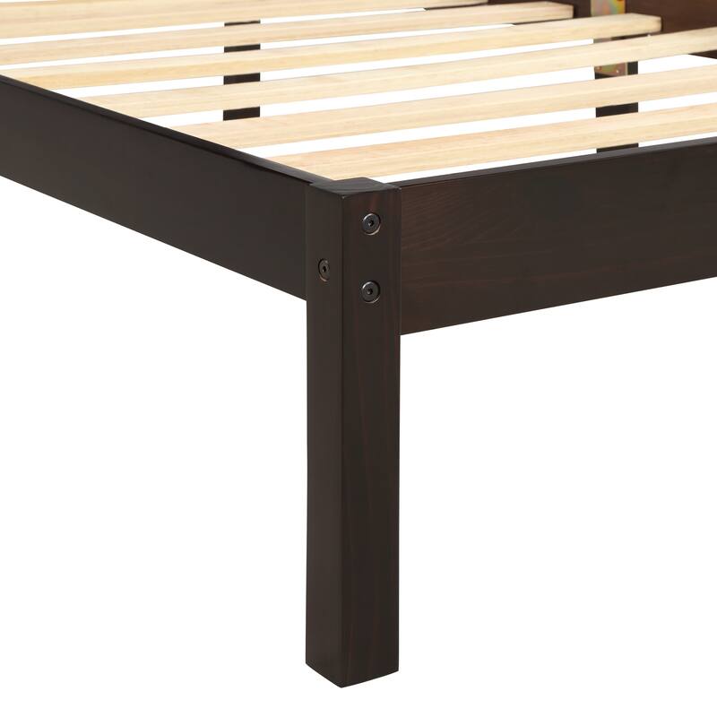 Classic Platform Bed Wood Bed with Headboard, Solid Wood Platform Bed Frame with Strong Slats Support/No Box Spring Needed