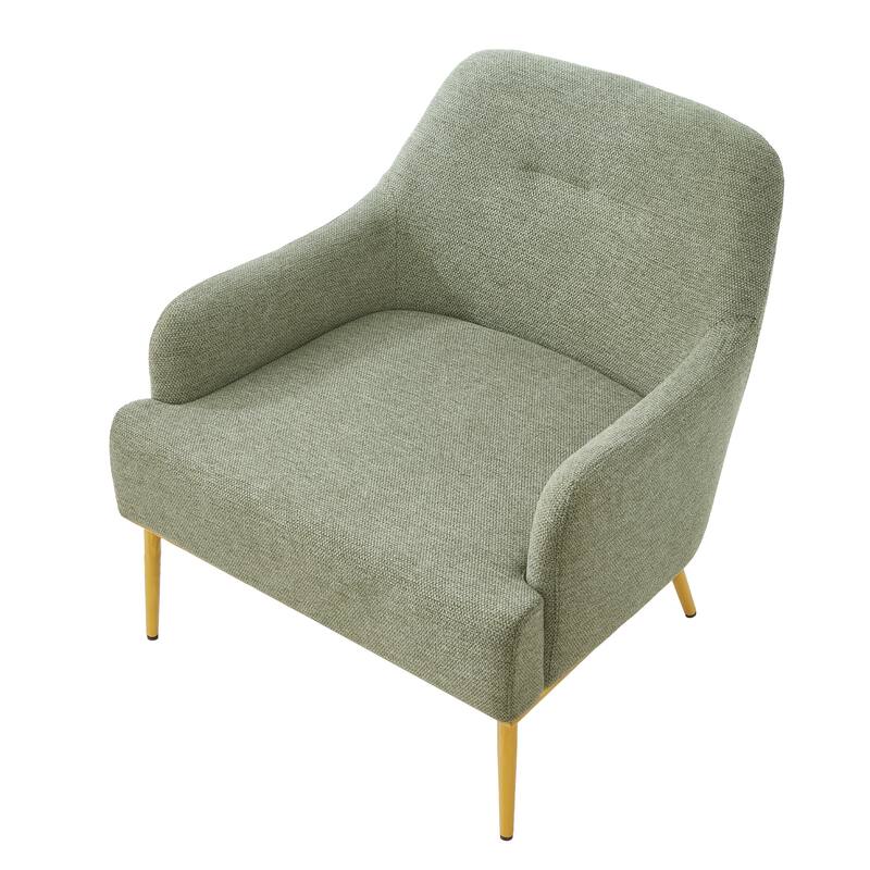 Christopher Knight Home - Modern Upholstered Armchair with Gold Metal Legs and Curved Backrest