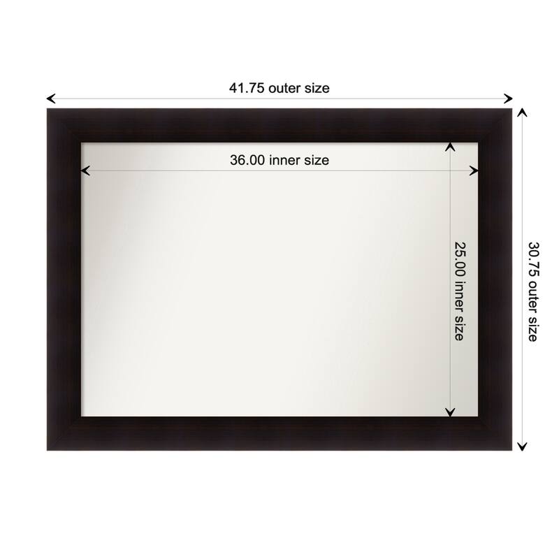 Portico Espresso Framed Non-Beveled Custom Wall Mirror, Bathroom Vanity Mirror - Outer Size: 41.75 x 30.75