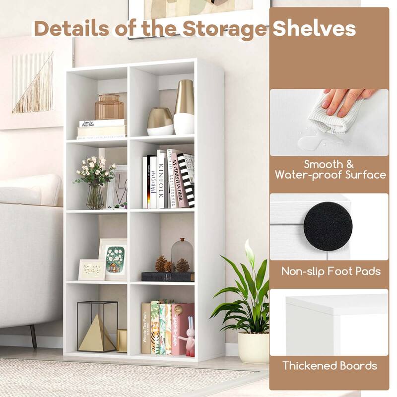 Costway 4/6/8/9-Cube Open Bookshelf with Anti-tip Kits Home Modern