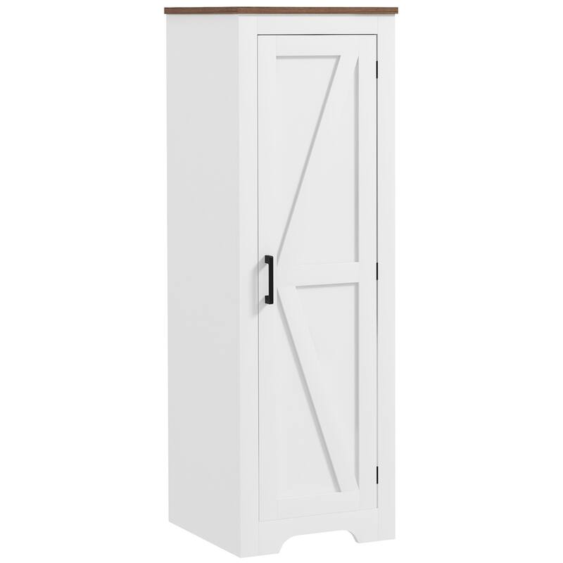 HOMCOM Farmhouse Storage Cabinet with Adjustable Shelf, Single Barn Door Accent Cabinet for Living Room