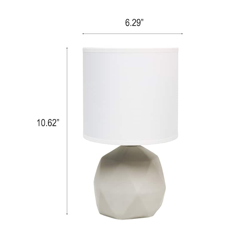 10.62" Modern Organic Geometric Concrete Table Lamp, For Living Room, Entryway, Bedroom, Mini Accent Light, Black Shade
