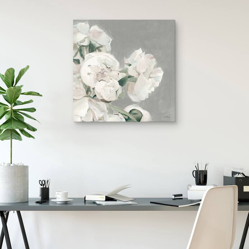 Peonies on Gray II by Marilyn Hageman Canvas Art Print