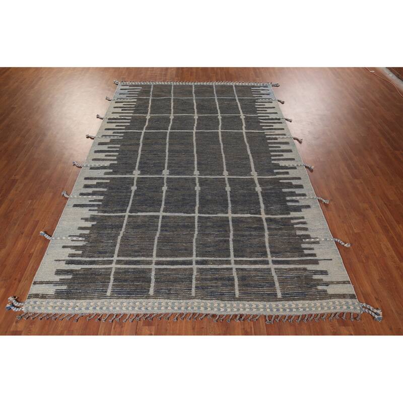 Earth Tone Moroccan Area Rug Handmade Wool Carpet - 7'11"x 12'2"