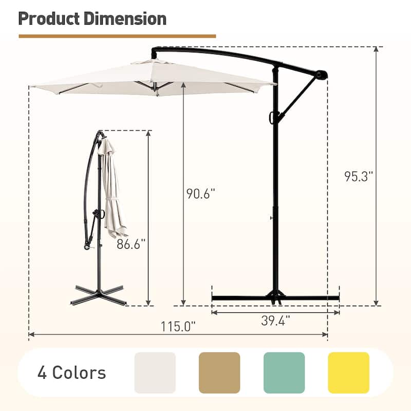 COSIEST 10ft Outdoor Offset Hanging Umbrella Patio Umbrella
