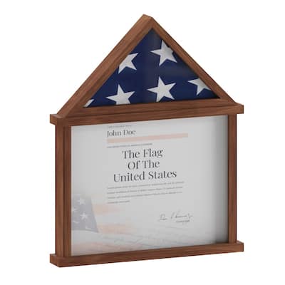 Glass Front Flag Display Case with Certificate Holder