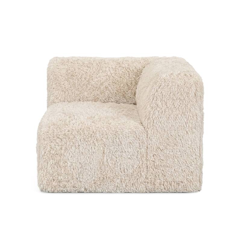 Furniture of America Ylena Modern Faux Fur Foam Modular Compressed Sofa Chair
