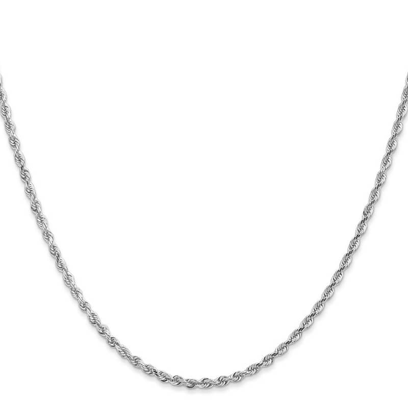 Curata 14k White Gold 10" 2.25mm Diamond Cut Quadruple Rope Chain Ankle Bracelet (Lobster-claw)