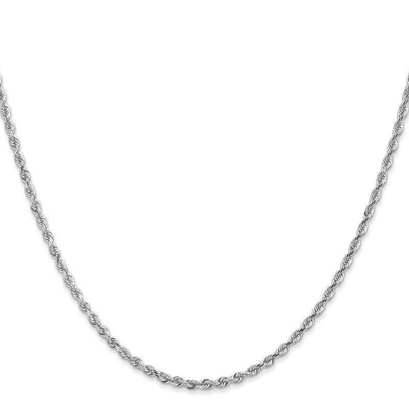 Curata 14k White Gold 2.25mm Sparkle Cut Quadruple Rope Chain Bracelet