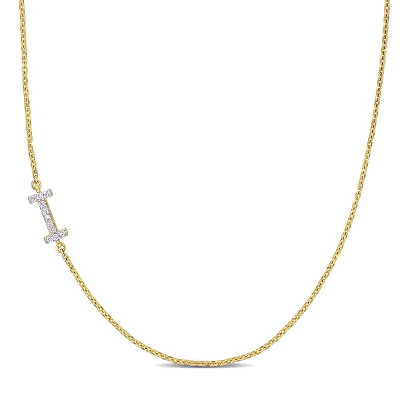 Miadora Diamond Accent A to Z Initial Station Necklace in 14k Yellow Gold - I