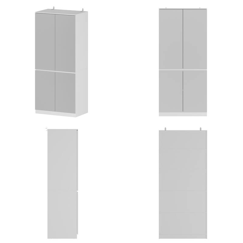 White Large Modular Modern High Gloss Wardrobe Armoire Mirrored Doors