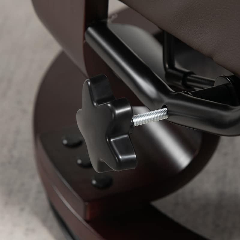 Brown Faux Leather Recliner with Ottoman, Swivel and Recline Chair - 29.9" W x 33.5" D x 40.9" H