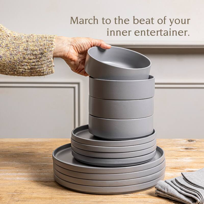 over&back Stackable Semi-Matte Stoneware Dinnerware