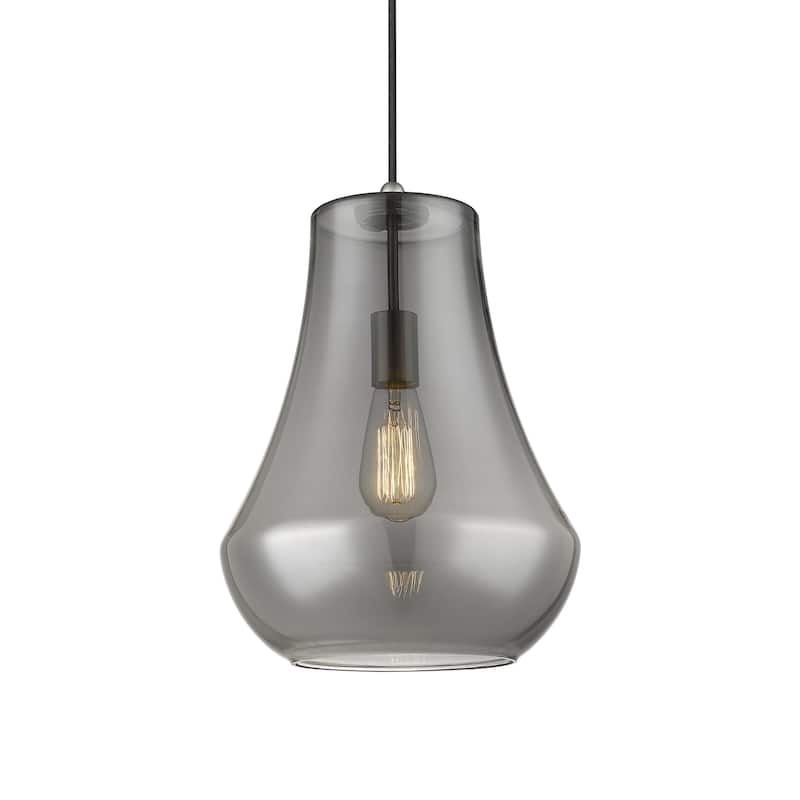 Innovations Lighting 491-1P-16-12 Fairfield Pendant Fairfield 12" Wide - Brushed Satin Nickel / Plated Smoke