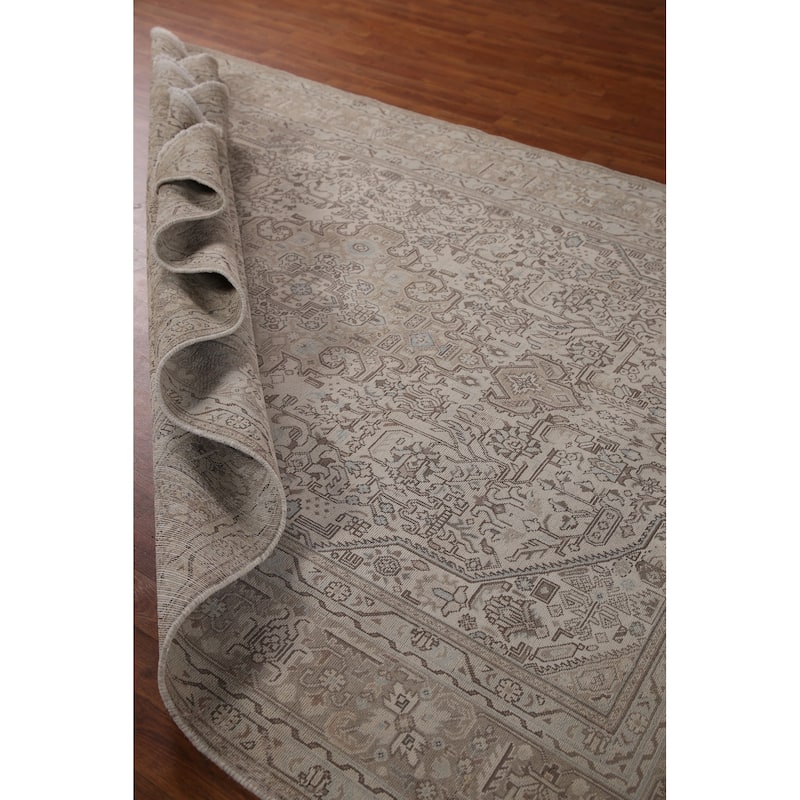Distressed Tabriz Persian Vintage Area Rug Hand-knotted Wool Carpet - 6'10" x 9'6"