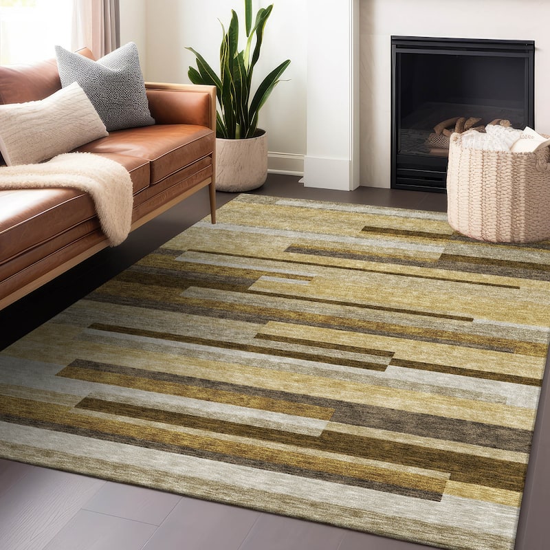 Premium Washable Super Soft Stripes Stacked Mayfield Rug