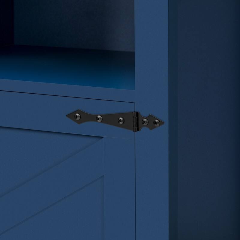 Modern 4-Door Sideboard Buffet with Power Outlets Adjustable Shelves and Half-Open Storage Design